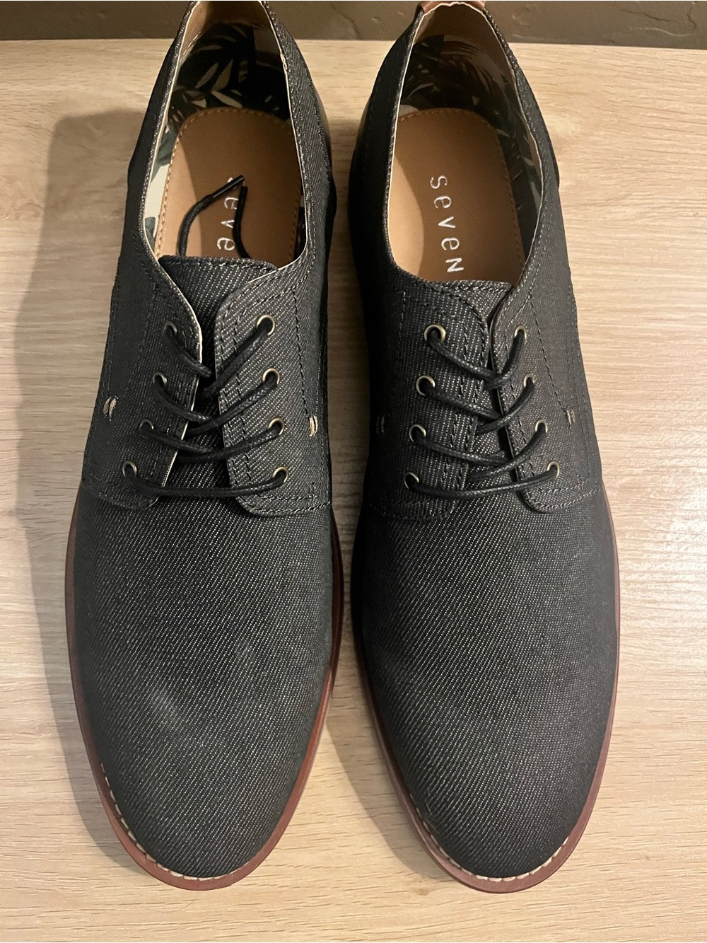 Seven7 Black Canvas Lace-Up Derby Shoes for Men